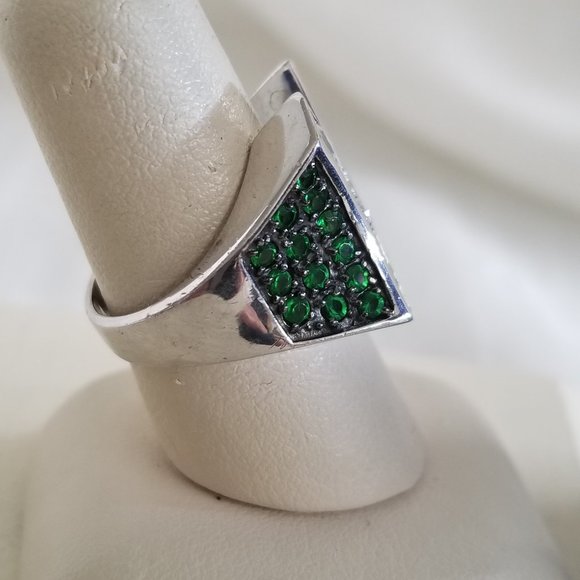 Sterling Baguette & Crystal Ring Sz 7 - Picture 11 of 15